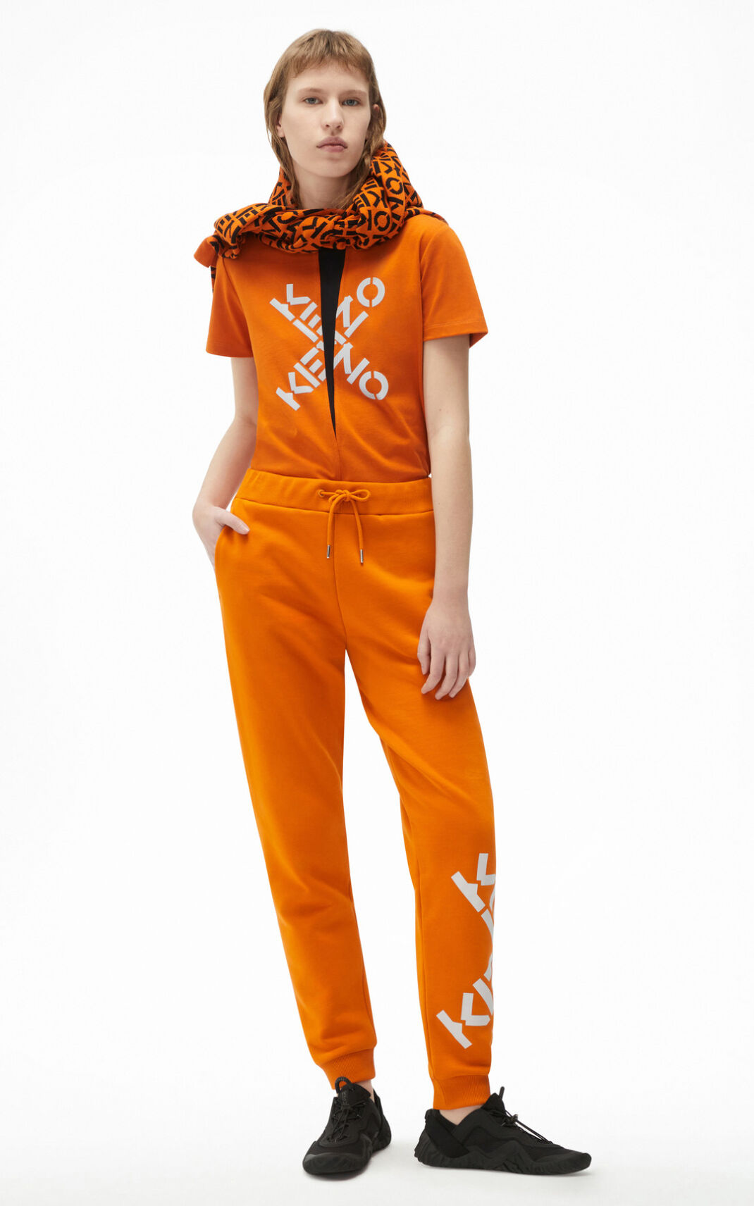 Calças Fato Treino Kenzo Sport Big X Feminino - Laranja Escuro | 839WTABLV